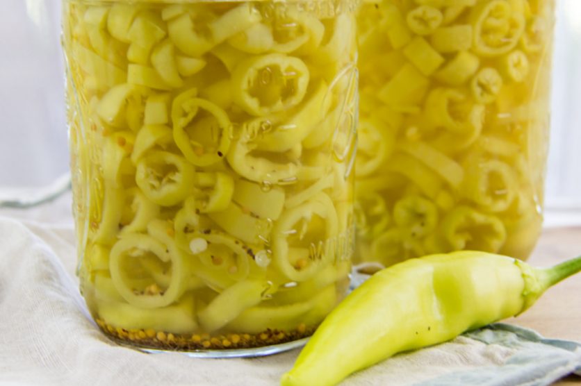 pickled yellow banana peppers in jars