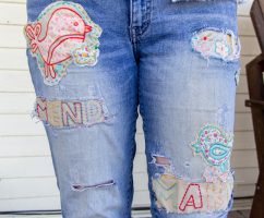 holes in womens jeans patched with embroidery