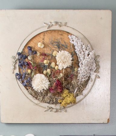 diy dried flower wall art on a gallery wall