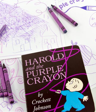 printable PDF activity for kids paired with the book harold and the purple crayon.