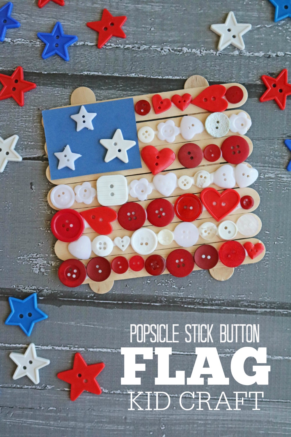 Popsicle Stick Button Flag Kid Craft | Make and Takes