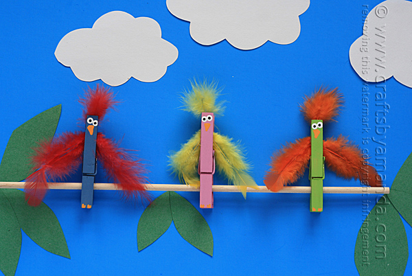 Birds on a Branch Clothespin Craft Birds on a Branch Clothespin Craft