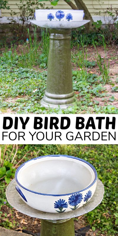 DIY Bird Bath Using Repurposed Items - Make and Takes