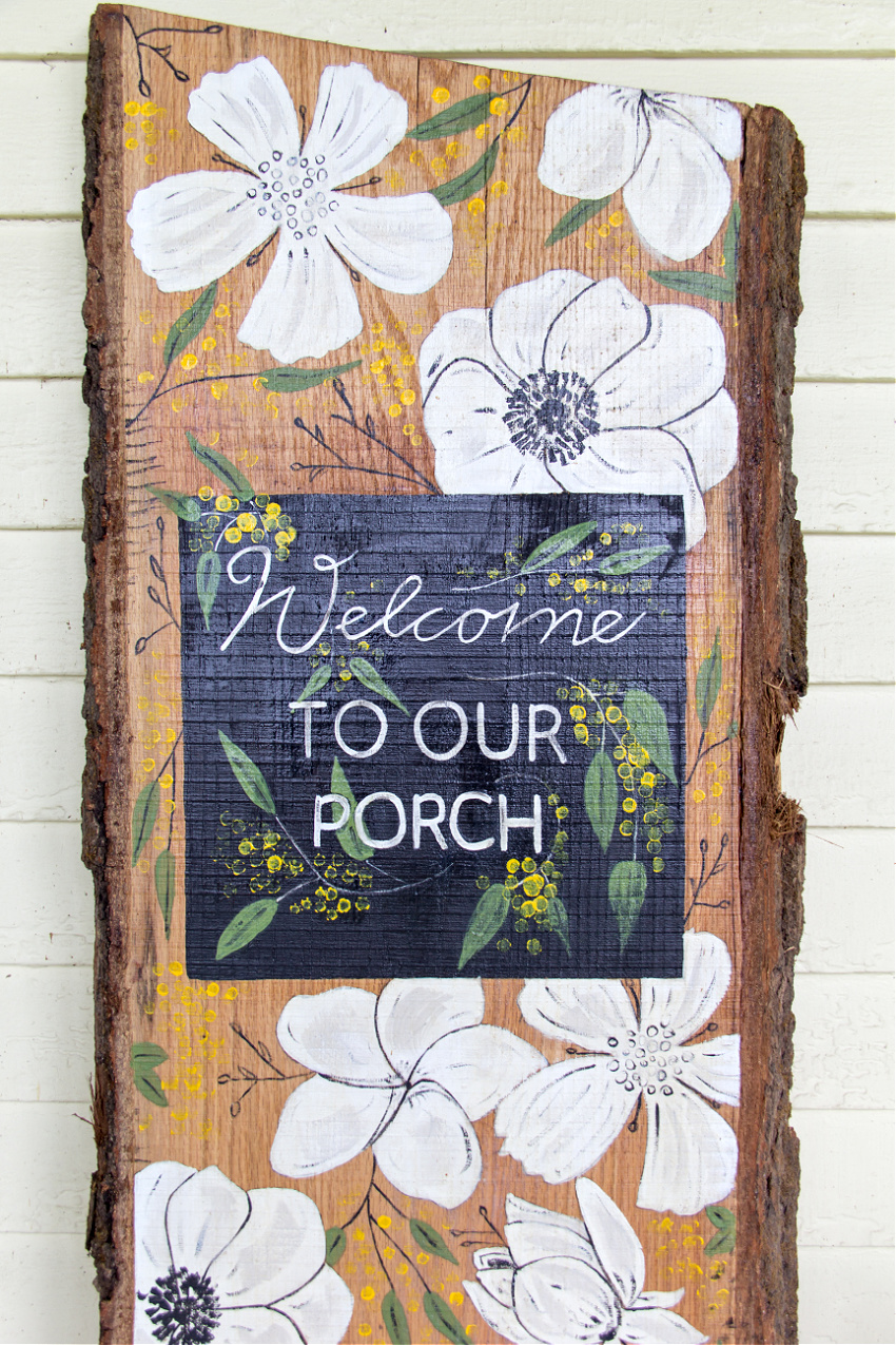a diy welcome to our porch sign