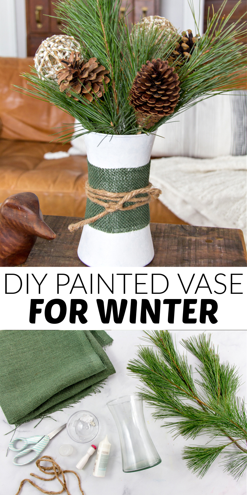 DIY Painted Vase for Winter Arrangements - Make and Takes
