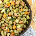 pesto gnocchi with sweet potato squash and kielbasa