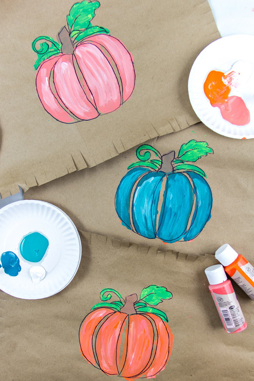 hand-painted pumpkin placemats made out of paper