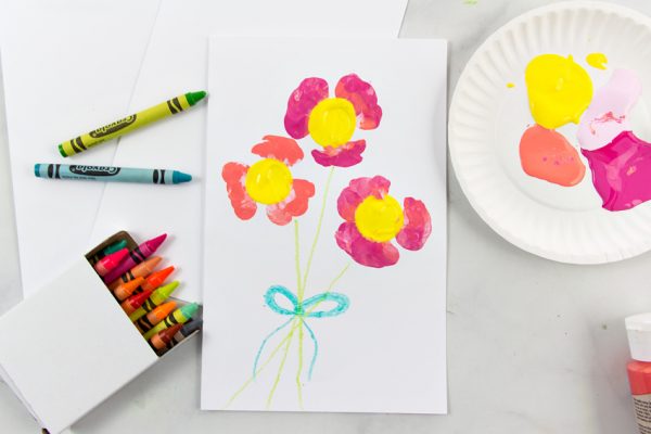 Mothers Day Cards with Plastic Bottle Stamped Flowers - MAT