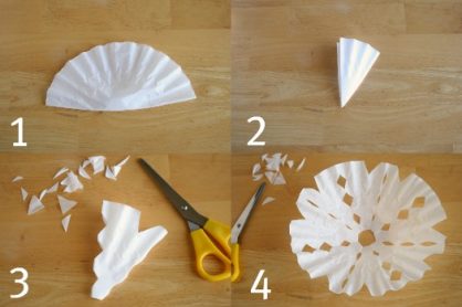 Steps to cutting a snowflake