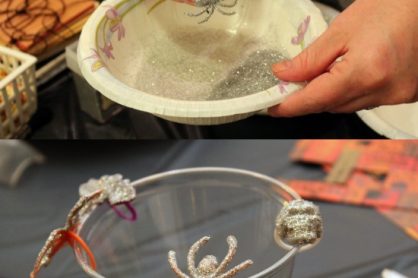 Glittered Plastic Spider Rings