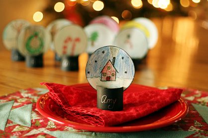 snow globe place card