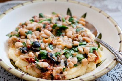 Creamed Polenta with White Beans and Spinach