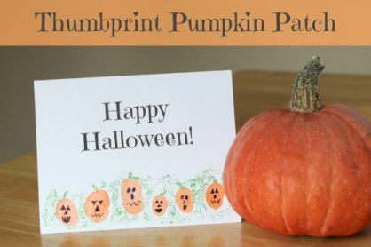 Thumbprint Pumpkin Patch Card via makeandtakes.com