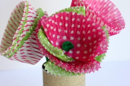 Cupcake Liner Flowers for Mom makeandtakes.com