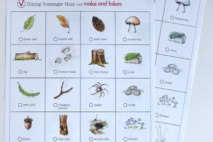 Free Hiking Scavenger Hunt Printables @makeandtakes.com