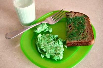 Making Green Eggs for St. Patricks Day