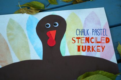 Chalk Pastel Stenciled Turkeys