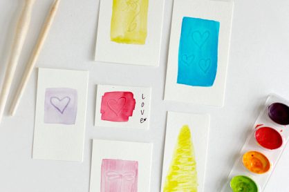 Painting Watercolor Brush Indent Designs for Gift Tags