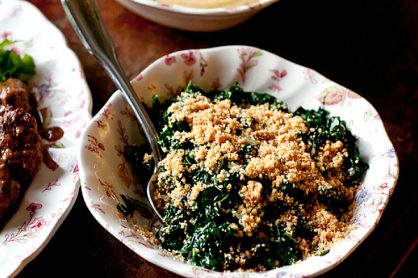 Braised Kale with Toasted Bread Crumbs