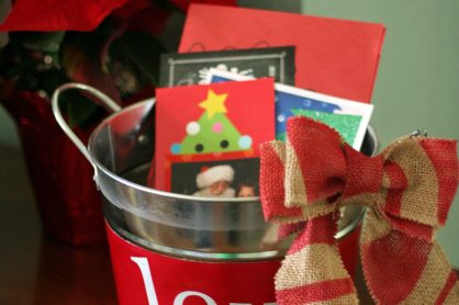 Airbrushed Christmas Card Holder Bucket