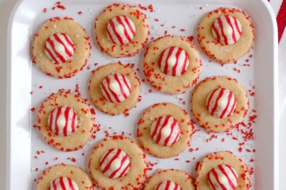 Candy Cane Kiss Cookie Buttons