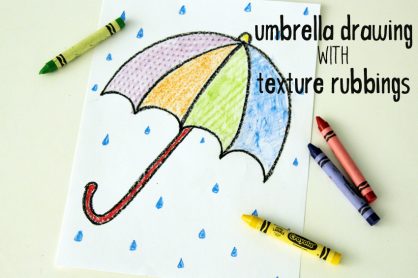 Umbrella drawing with texture rubbings