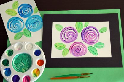 Swirly flowers painted card or gift
