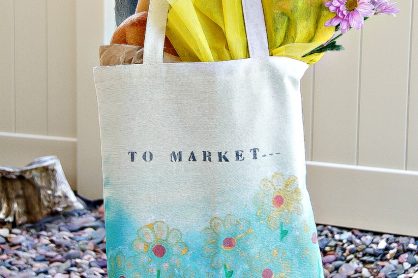 How to paint a canvas shopping bag for Mothers Day