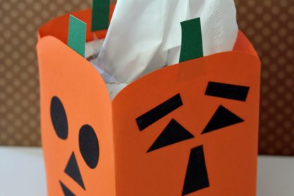 Jack-o'-lantern tissue box craft