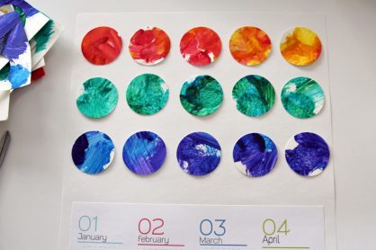 Yearly calendar made with child's artwork