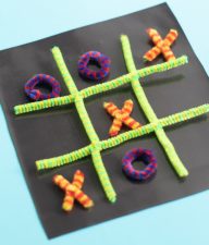 Magnetic Pipe Cleaner Tic Tac Toe game