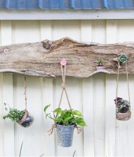 handmade driftwood hanging planter