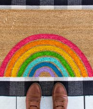 painted rainbow doormat