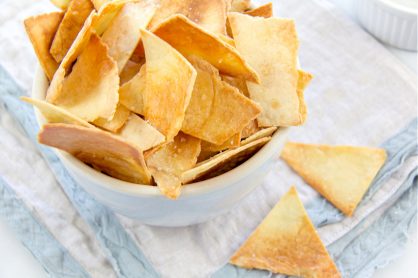oven baked tortilla chips made out of rice flour tortillas