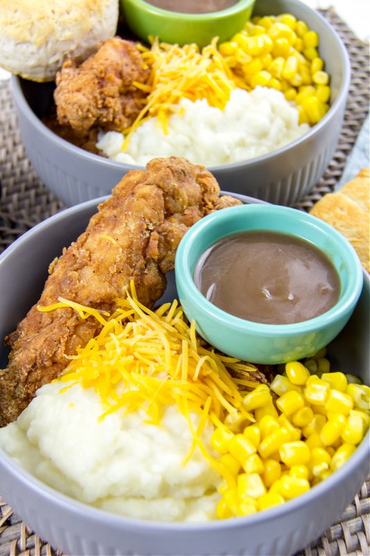 Fried Chicken and Mashed Potatoes Bowl Make and Takes