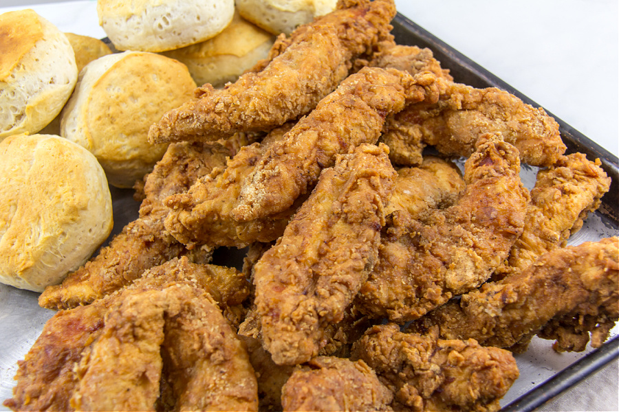 fried chicken strips with biscuits