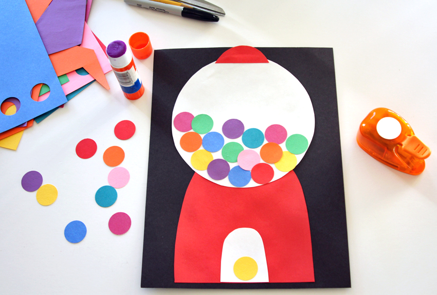 Bright & Colorful Paper Gumball Machine Collage Make and Takes