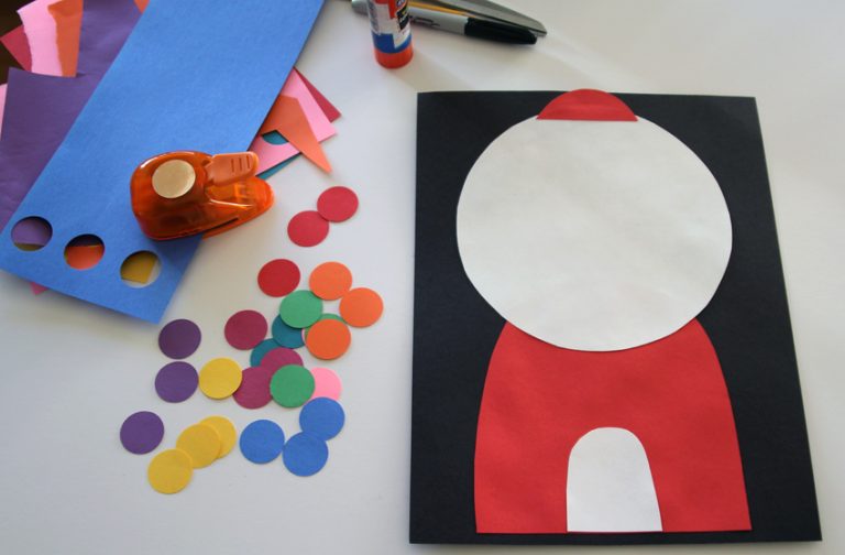 Bright & Colorful Paper Gumball Machine Collage - Make and Takes
