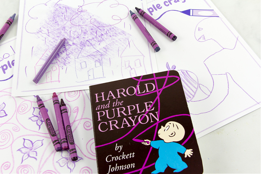 printable PDF activity for kids paired with the book harold and the purple crayon.