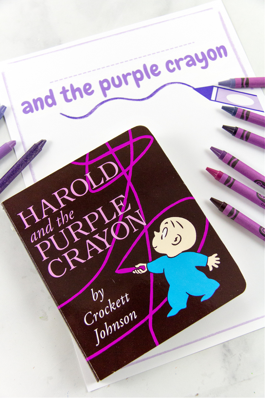 purple crayons in various shades, the harold and the purple crayon book, and a harold and the purple crayon pdf printable