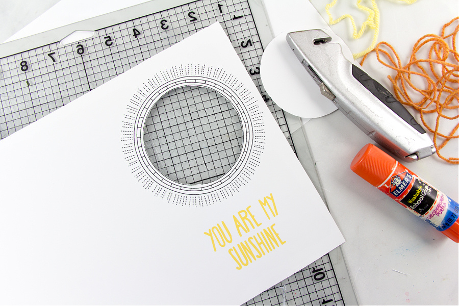 A sunshine greeting card being made