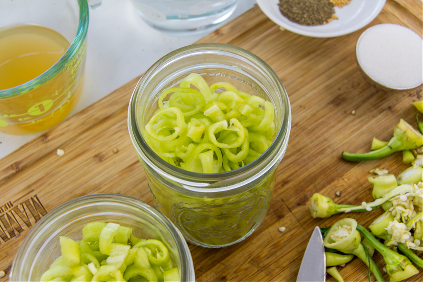 banana pepper rings in a canning jar