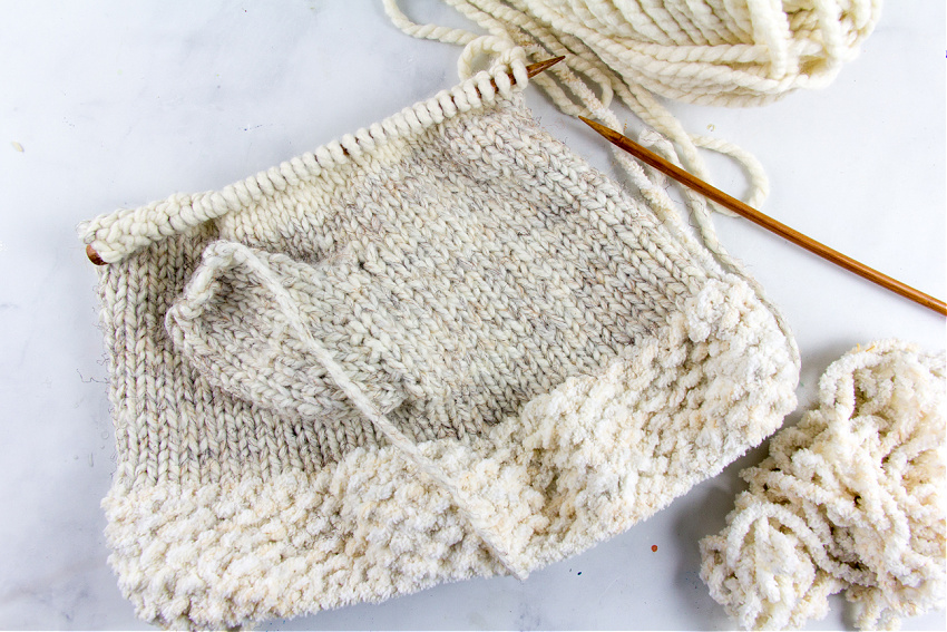 knit a mitten with straight needles to pair with The Mitten book activity