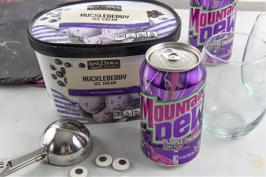 ingredients to make a purple people eater mocktail for halloween