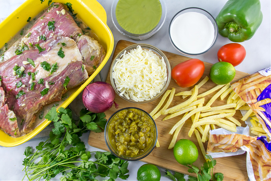 ingredients to make carne asada fries