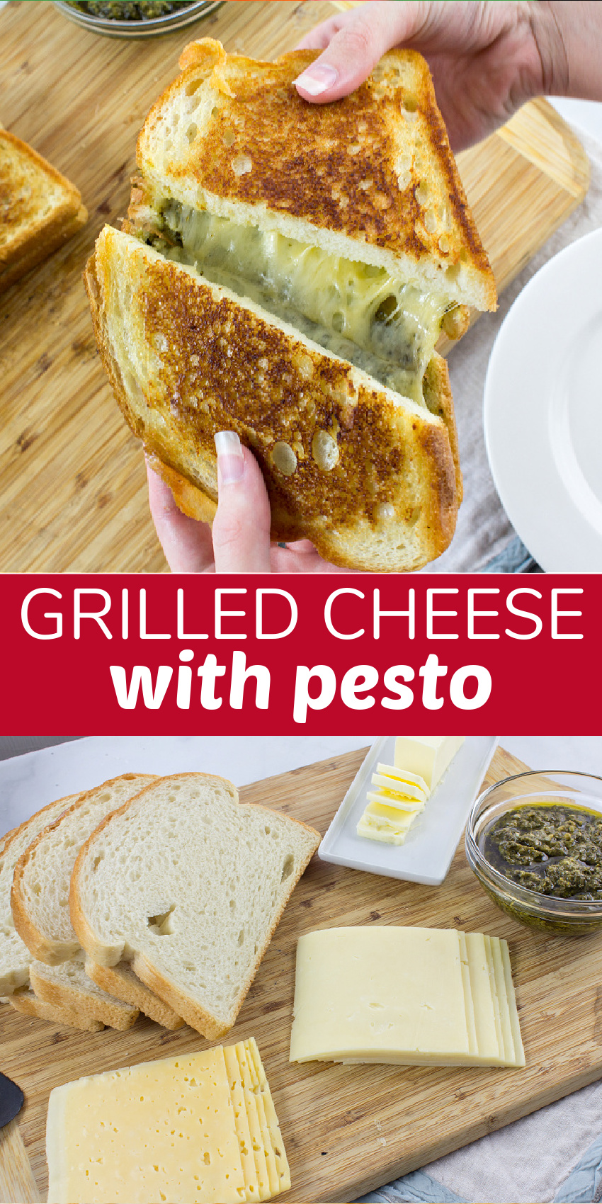 grilled cheese with pesto pinterest image
