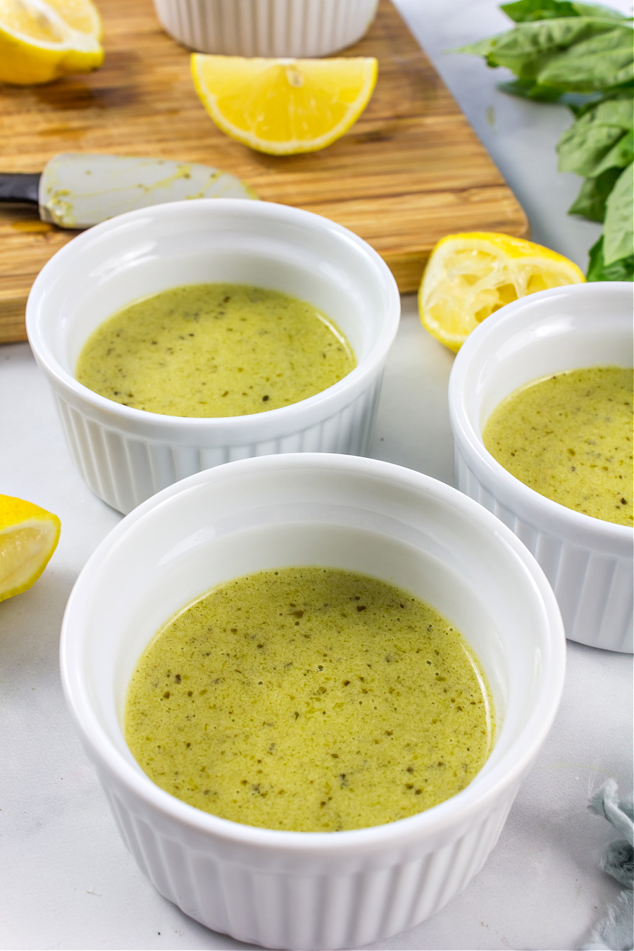 mascarpone dipping sauce made with pesto and lemon