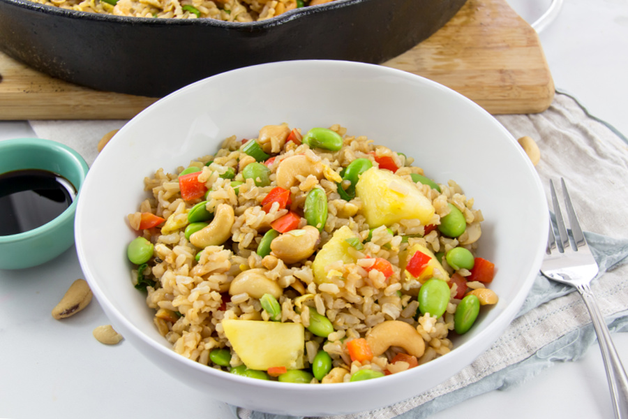 Pineapple Cashew Vegetarian Fried Rice Recipe - Make and Takes