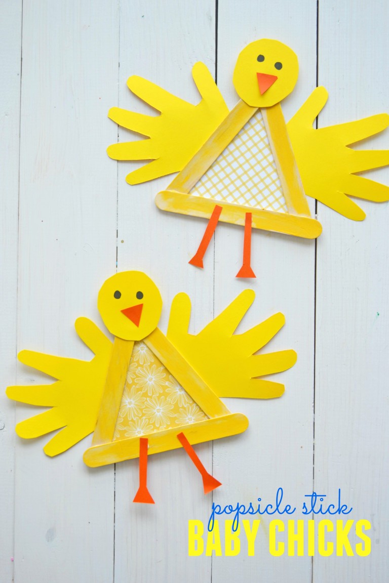 Crafty Popsicle Stick Baby Chick for Spring - Make and Takes