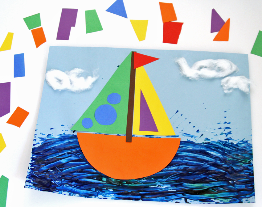 Rainbow Sailboat Collage Art Project | Make and Takes